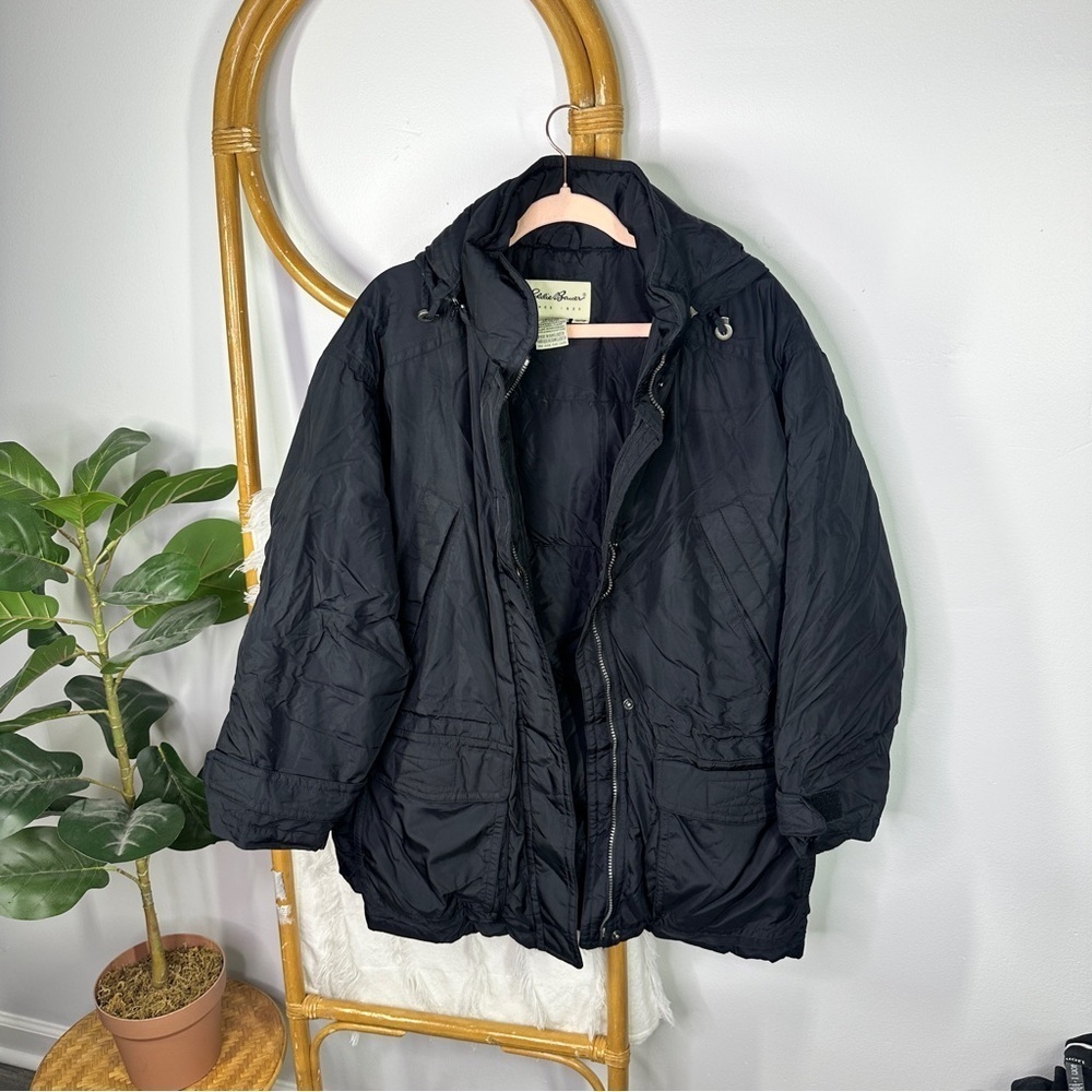 Vintage Eddie Bauer Thick Black Coat Jacket sz L